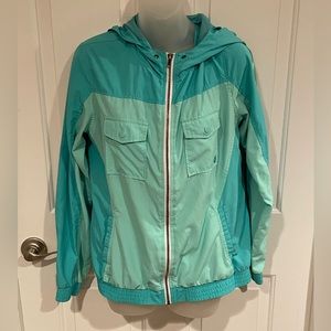 Volcom Girls sz L 14 Hooded Light Spring Zip Jacket GUC B21